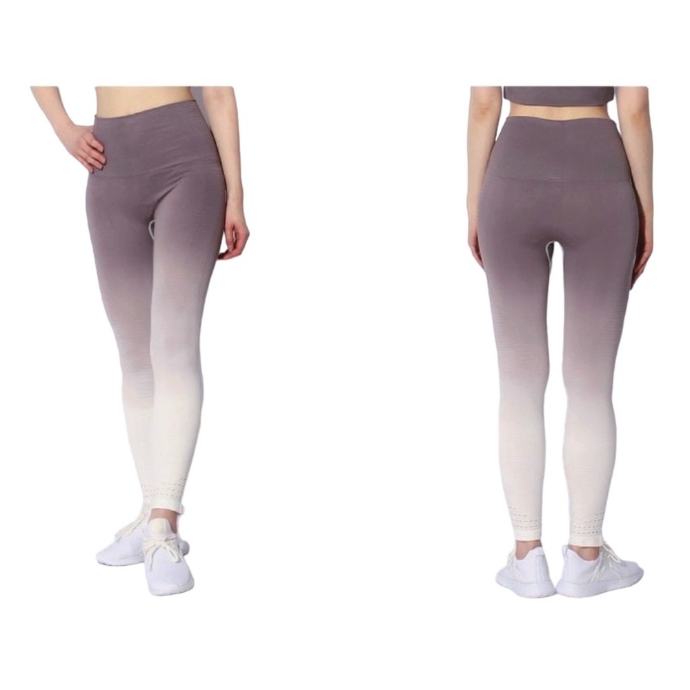 MONO B High Waisted Perforated Ombre Seamless Leggings L (12/14) Dusty Mauve